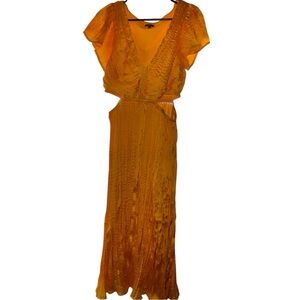 Express Mustard Yellow V-Neck Maxi Dress